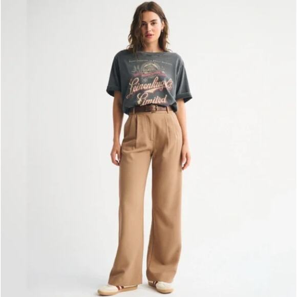 Abercrombie & Fitch Pants - ABERCROMBIE & FITCH Sloane Tailored Pant Tan Wide Leg Sz 28/6S NWT $90 {GG29}